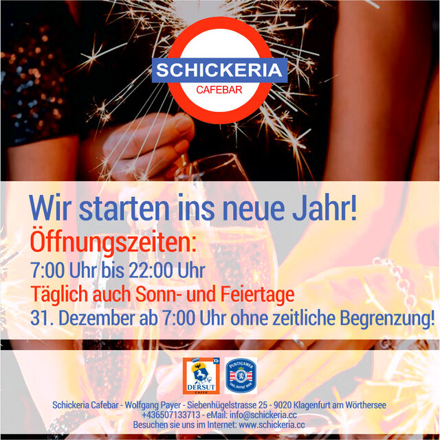 🔴 Wir starten ins neue Jahr! Öffnungszeiten:
Täglich auch Sonn- und Feiertage: 7:00 Uhr bis 22:00 Uhr
31. Dezember ab 7:00 Uhr