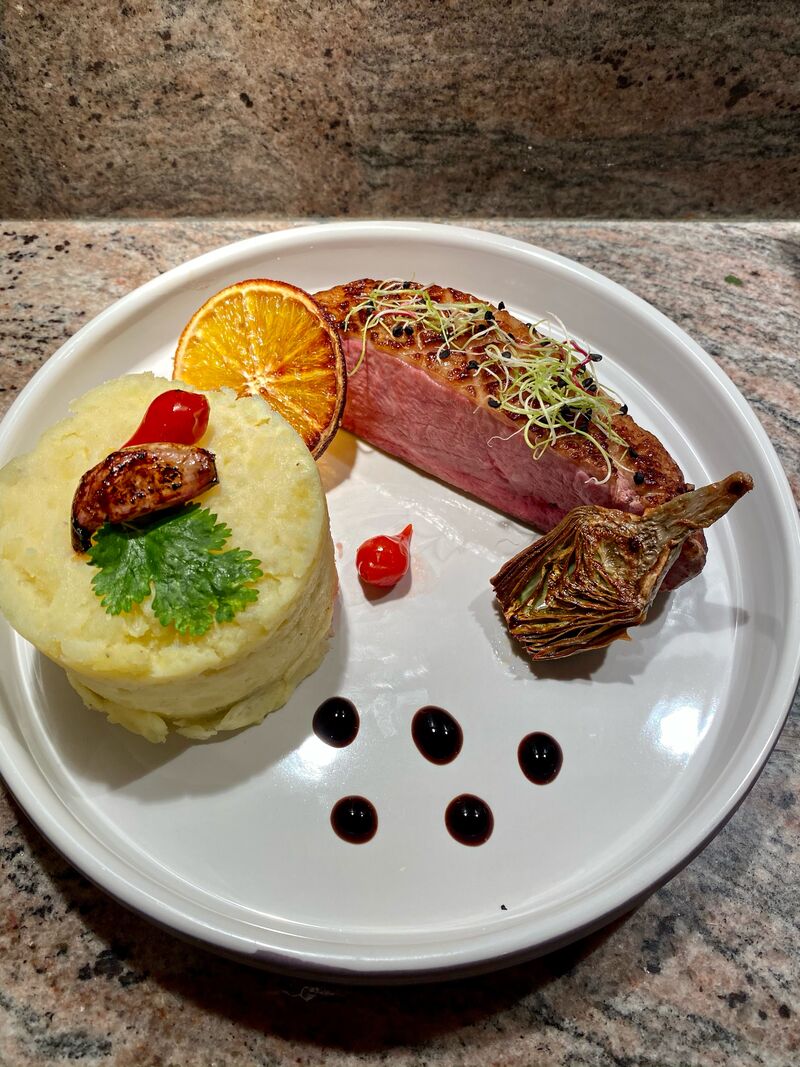 Magret de canard et écraser de pomme de terre 