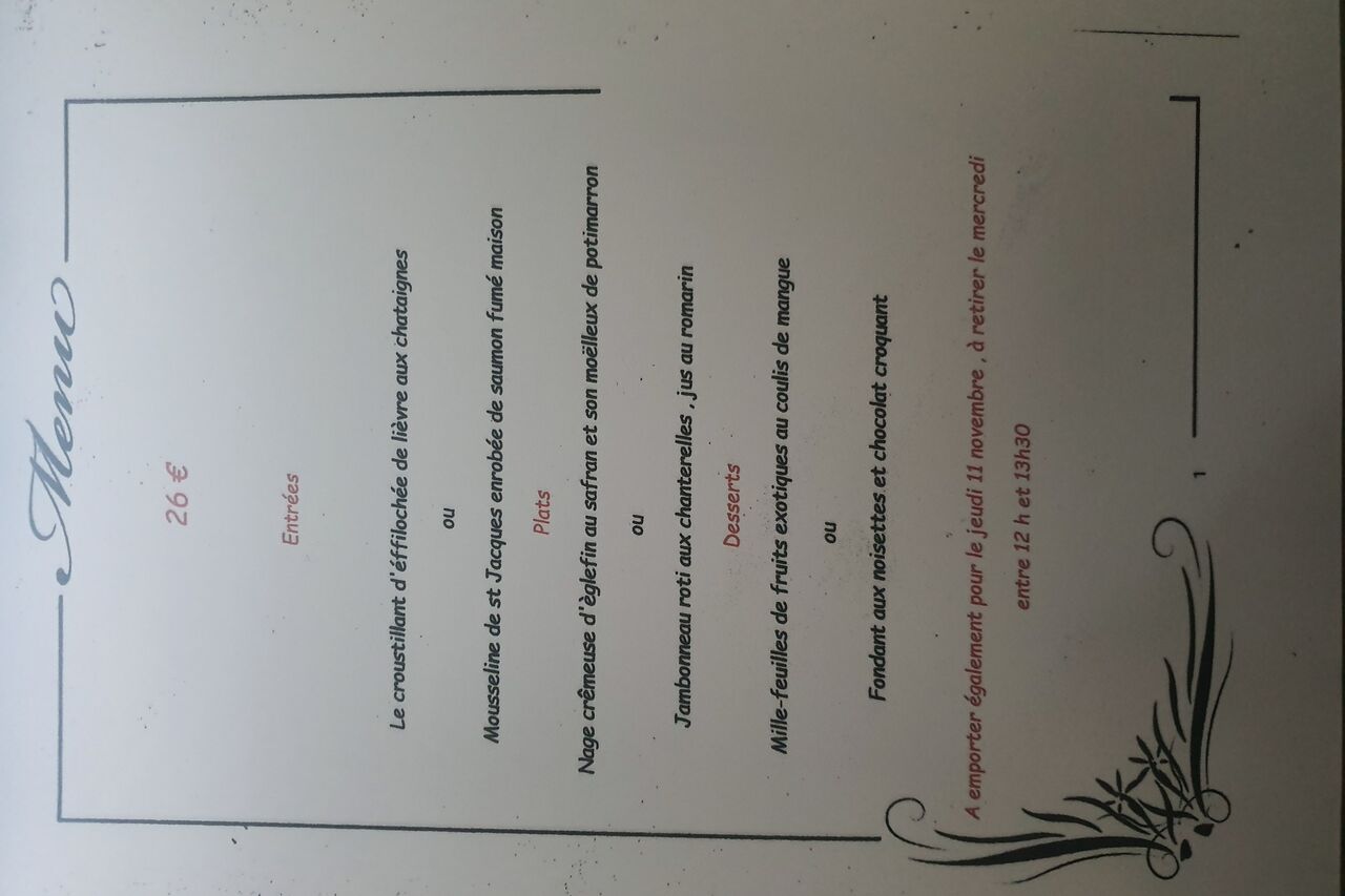 Menu découverte à 26 €