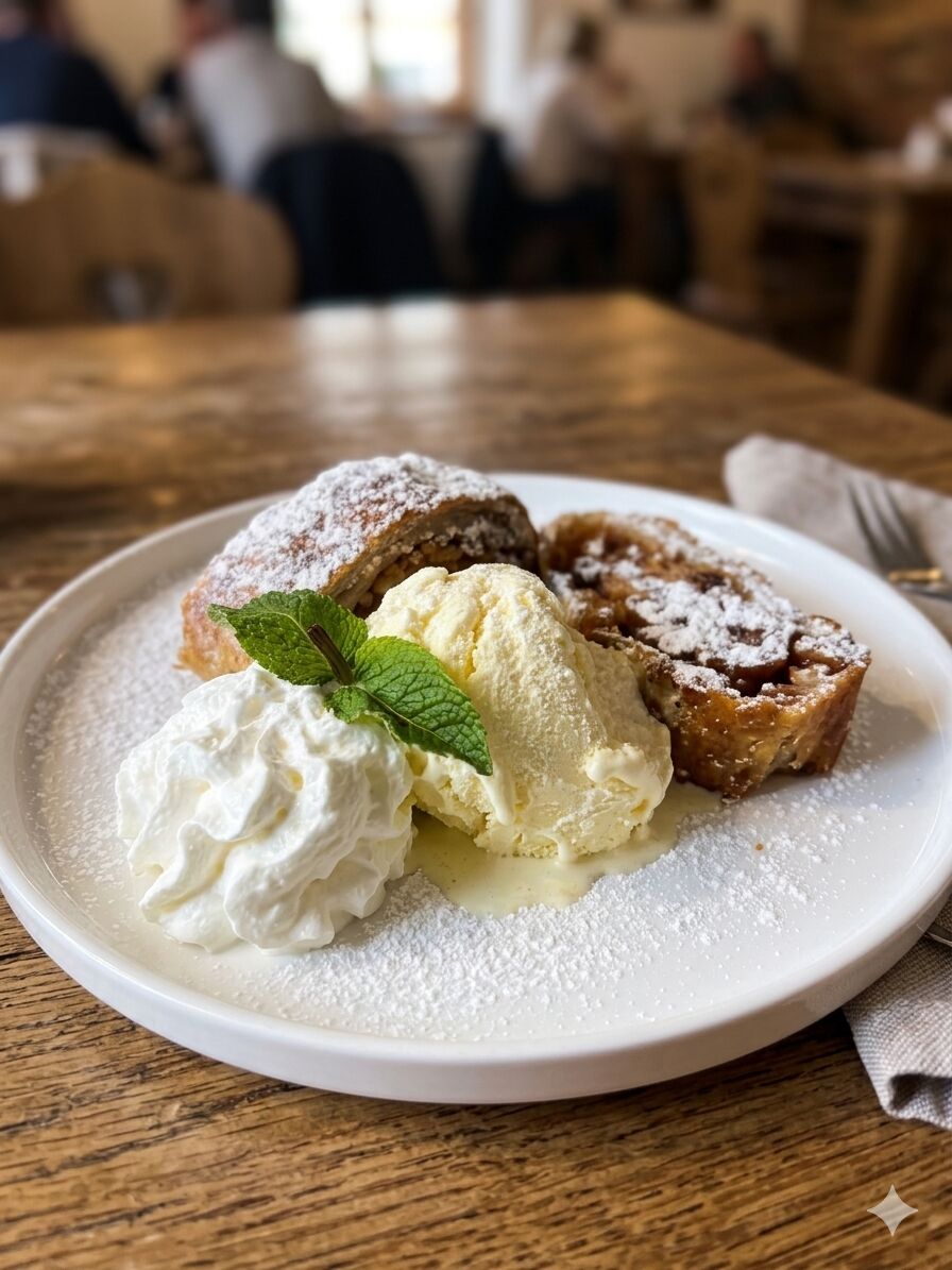 Apple Strudel with Ice Cream