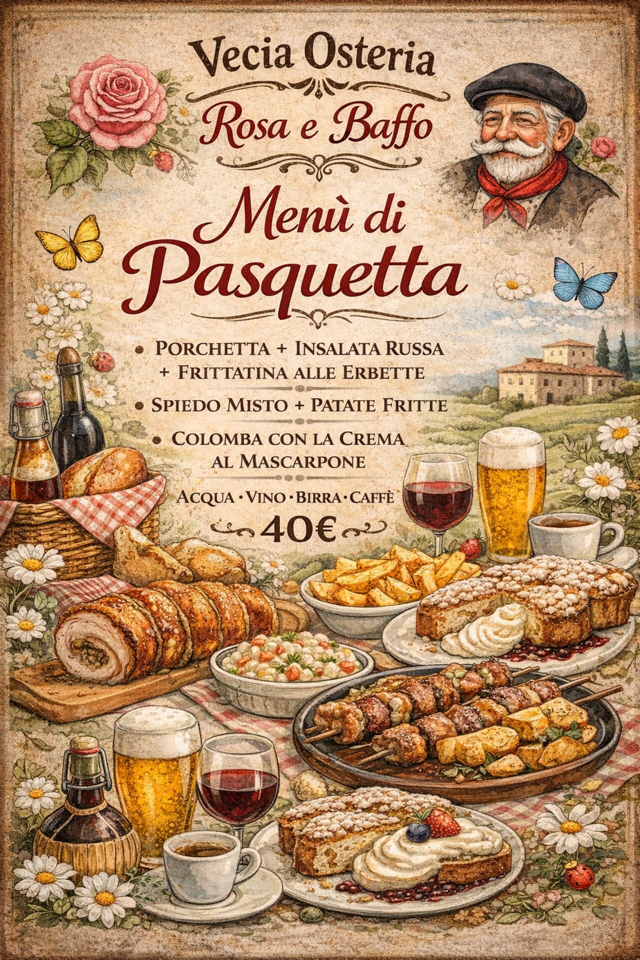 🌼🐣 PASQUETTA ALLA VECIA OSTERIA ROSA E BAFFO 🐣🌼