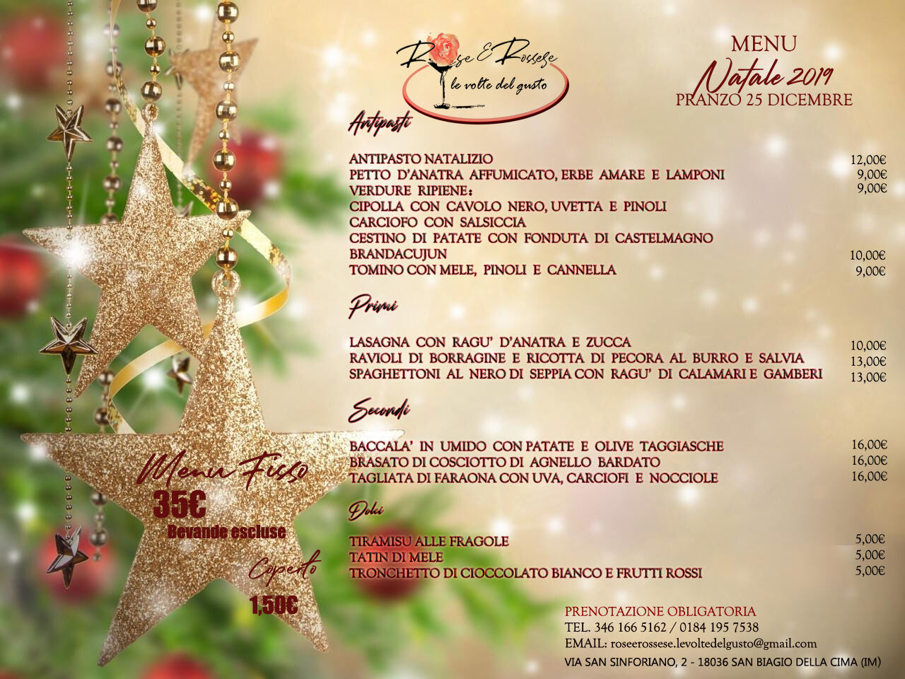 MENU NATALE 2019