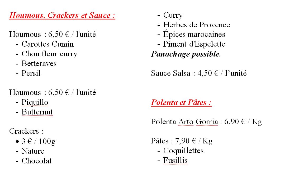 Houmous, Crackers, Sauce, Polenta et Pâtes