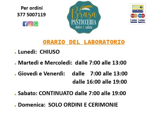 L'orario varia nei periodi di festività - controlla le nostre pagine social o chiamaci