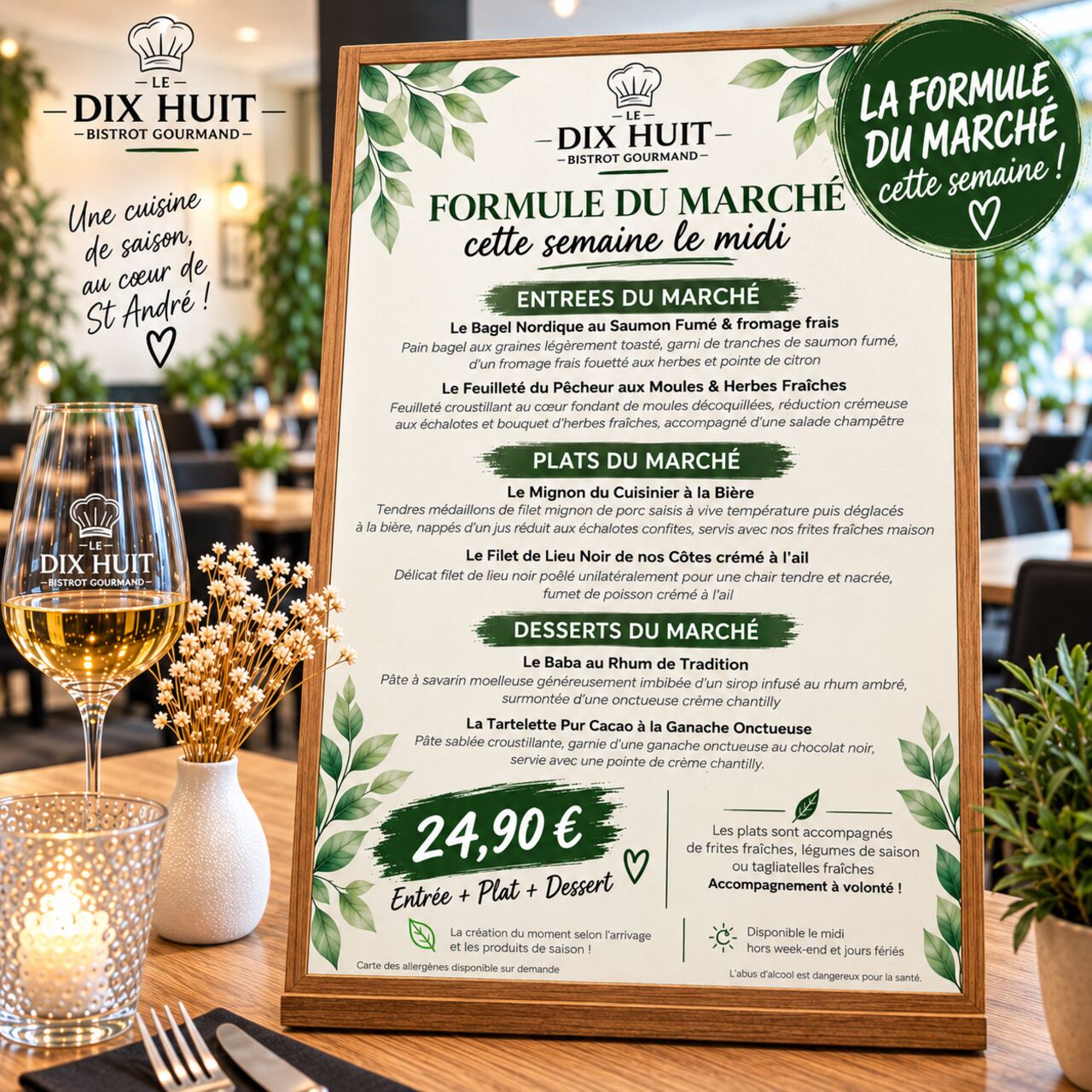 Le menu du marché cette semaine