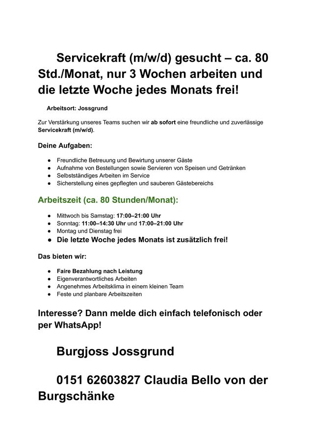 Servicekraft gesucht