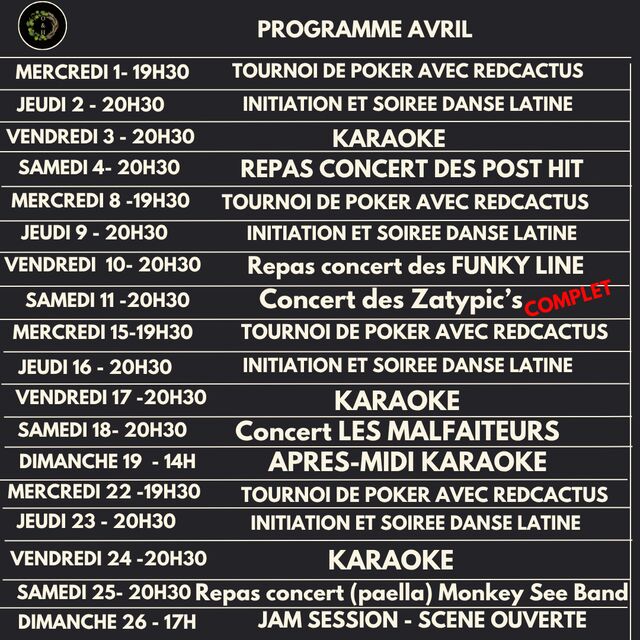 Programme d'avril 2026