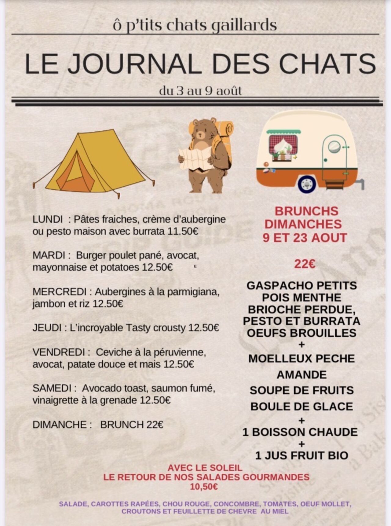 Menu du 3 au 9 août