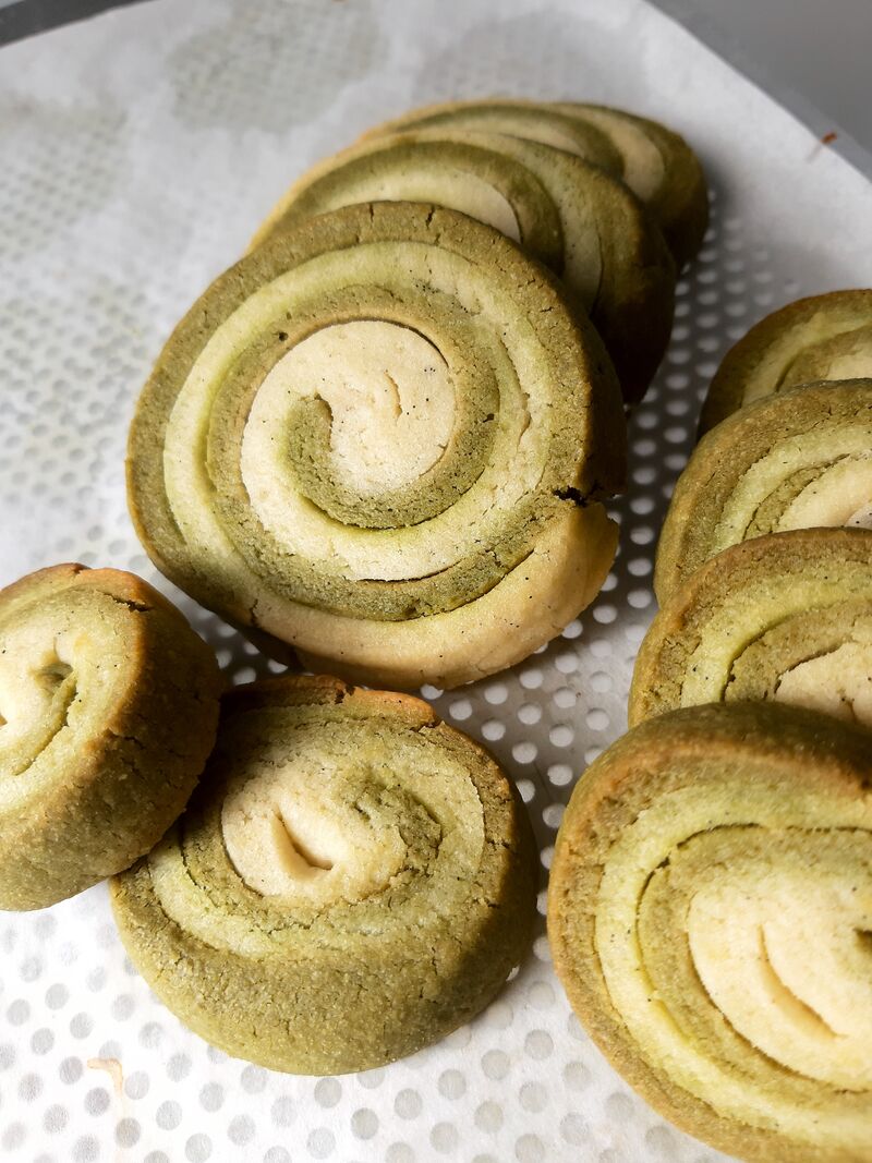 Biscuit spiral vanille thé matcha