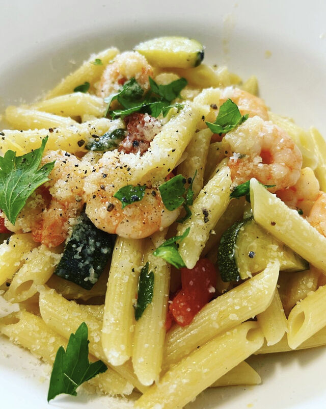 Penne ai Gamberetti e zucchini 