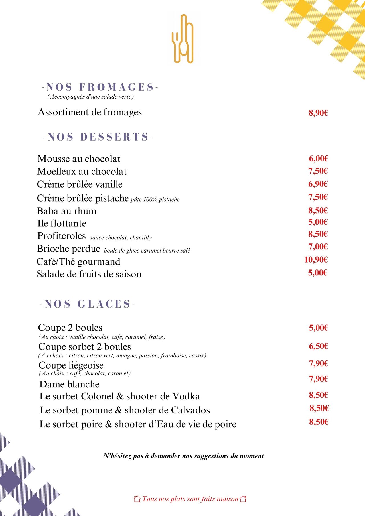 Desserts Glaces
