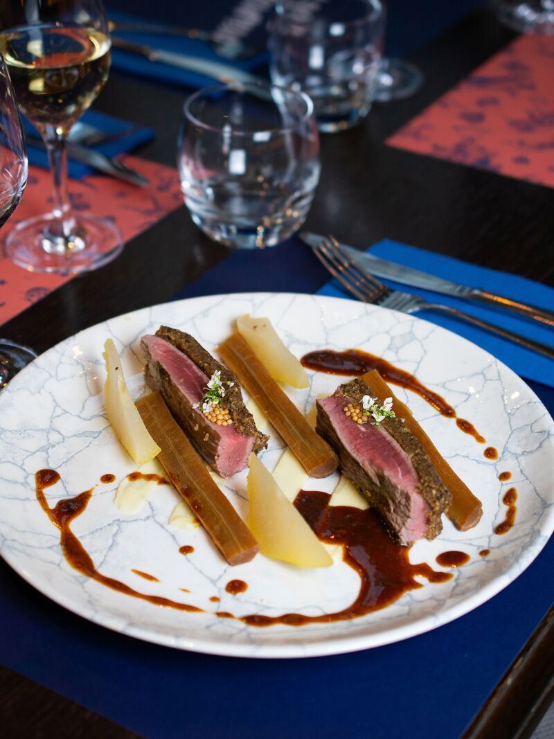 Boeuf et salsifis, sauce au café