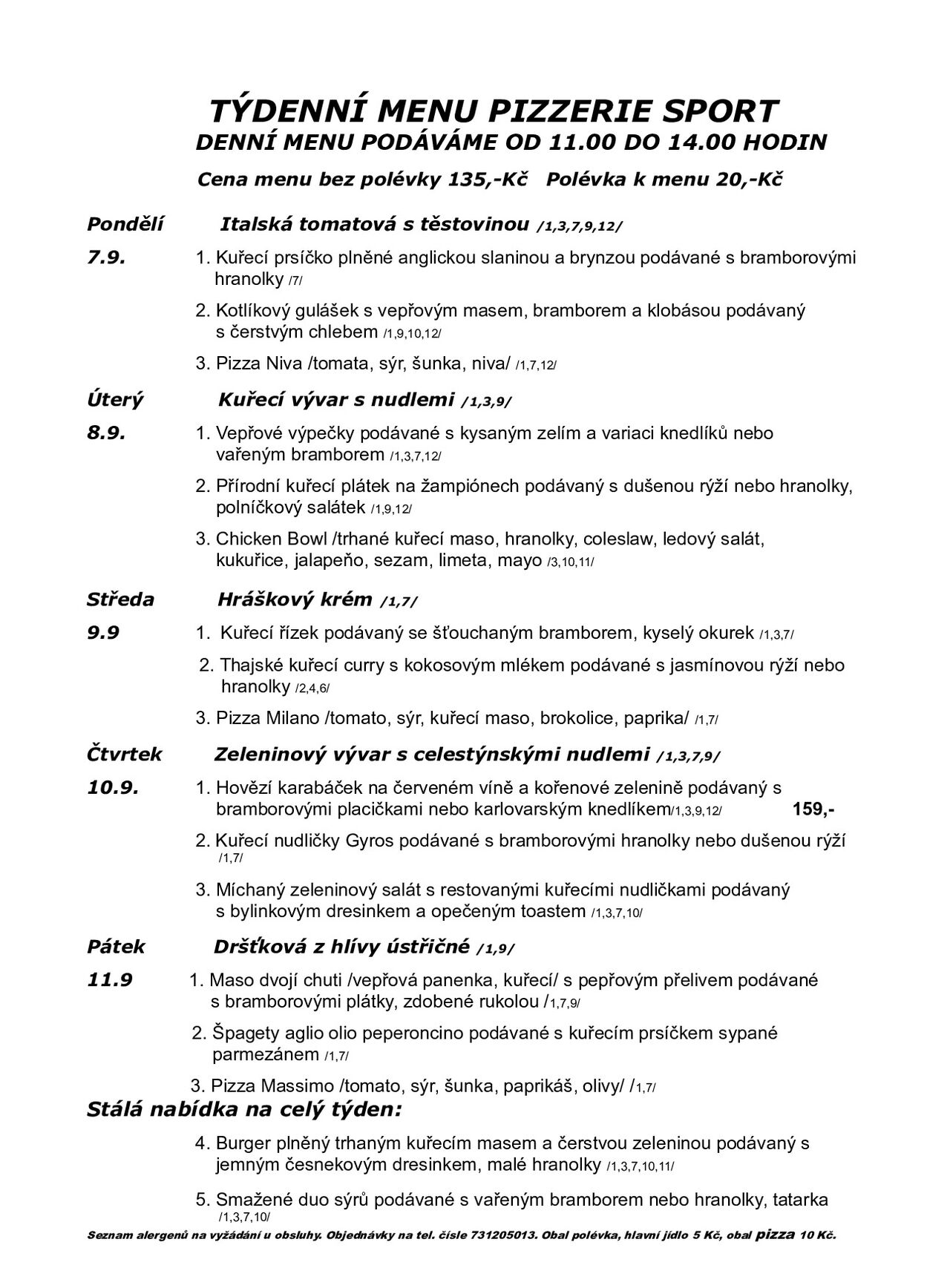Týdenní menu od 7.9.2026-11.9.2026