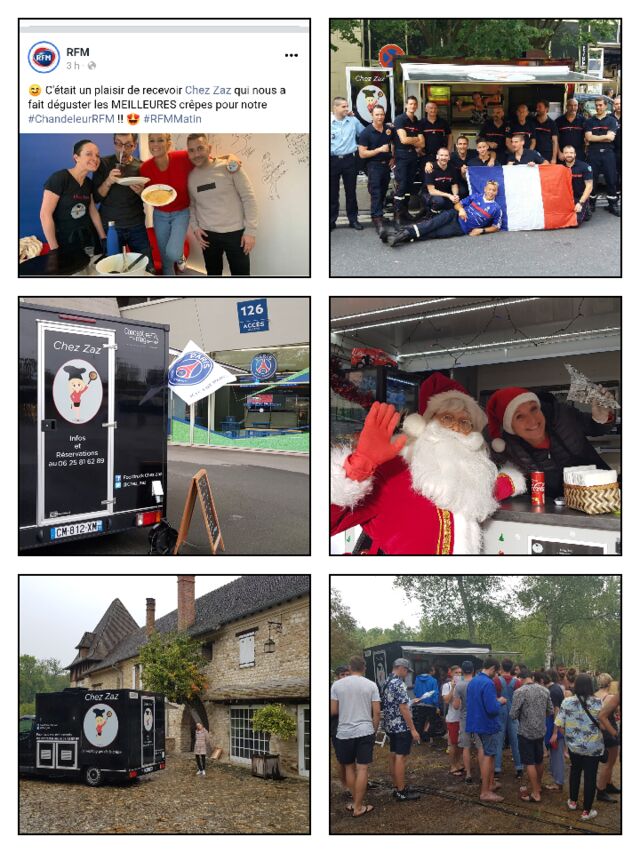Quelques événements: RFM, PSG, festival, retour de noces, fête des pompiers, même le Père Noël mange au foodtruck Chez Zaz!!!