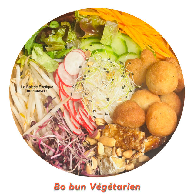 Tofu, accras végétarien et légumes