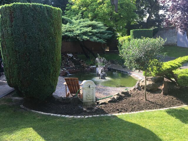 Notre jardin travaillé et relaxant.