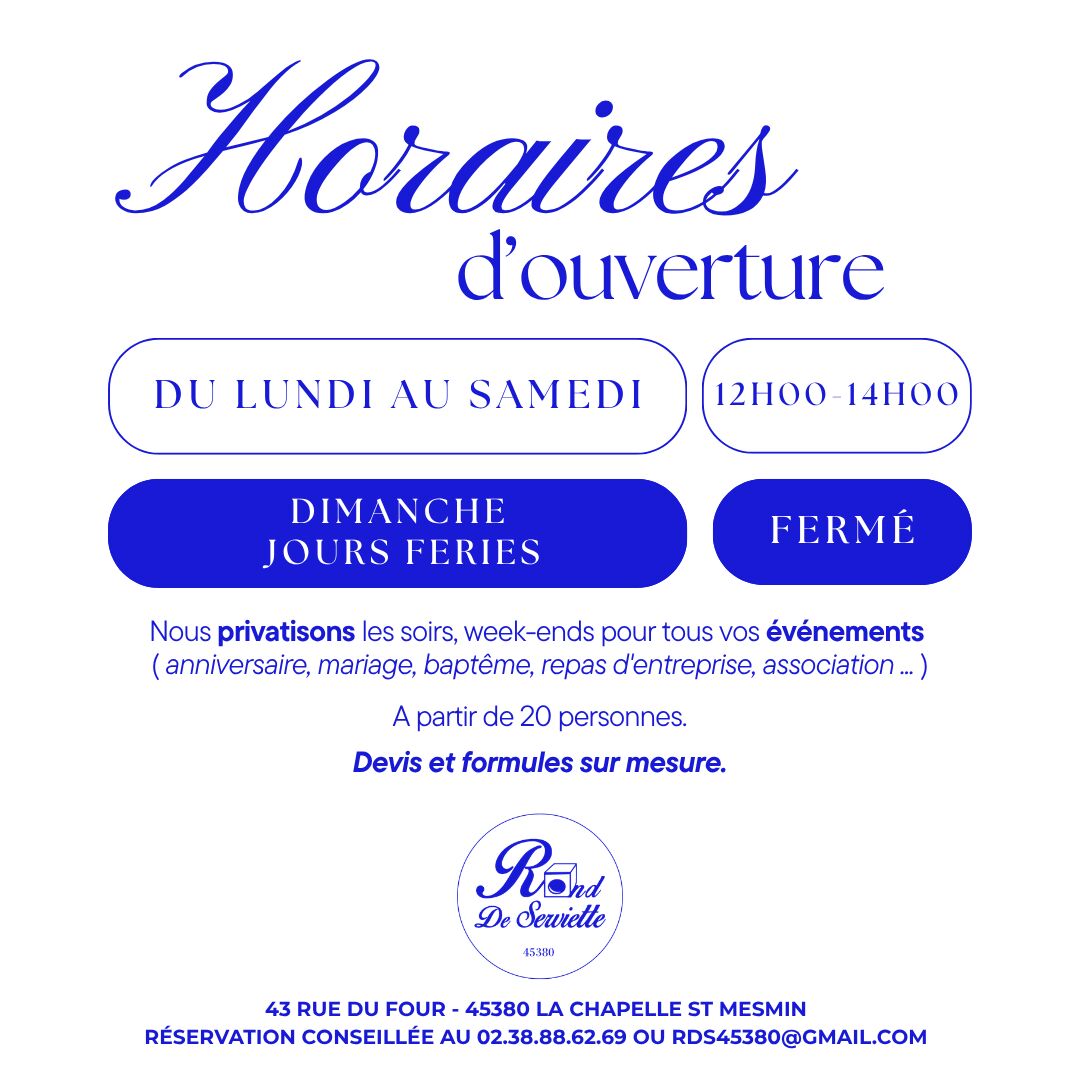 HORAIRE D'OUVERTURE