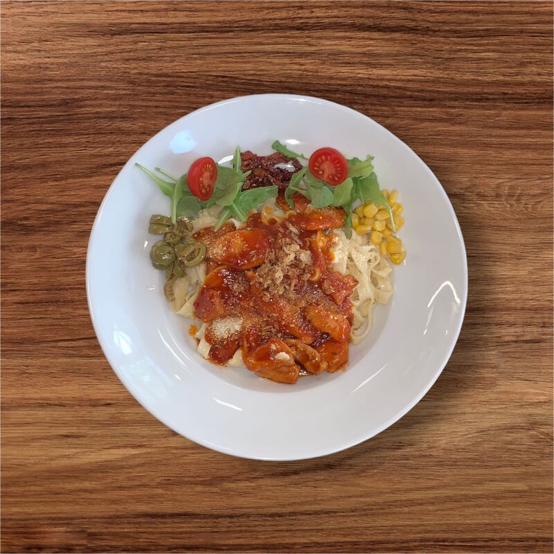 Chili Chicken mit Parmesan Nudeln