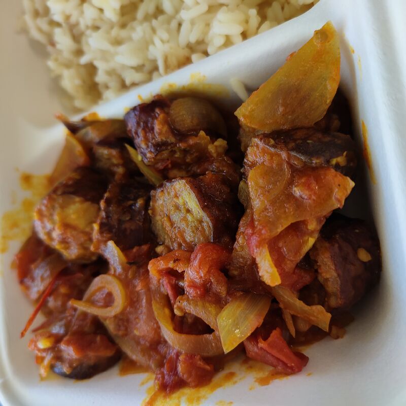 Rougaille saucisses, riz