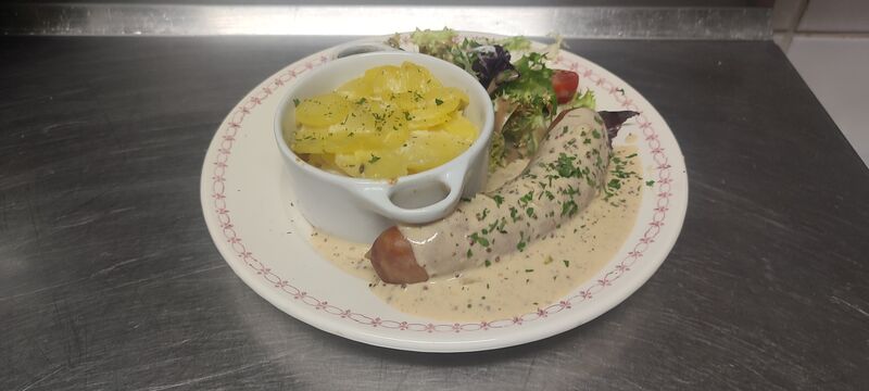Saucisse de Toulouse à la crème de moutarde