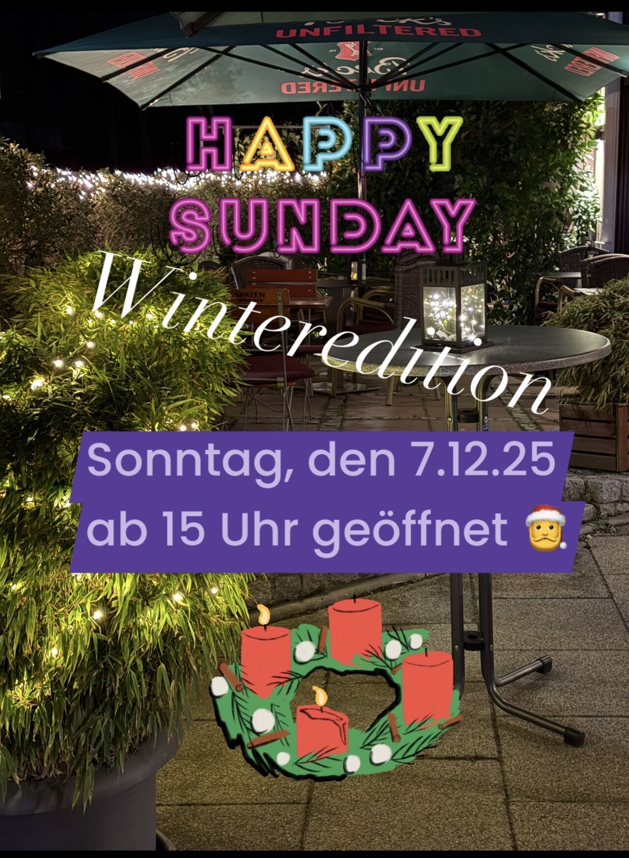 Sonntag, den 7.12.25 ab 15 Uhr geöffnet☃️