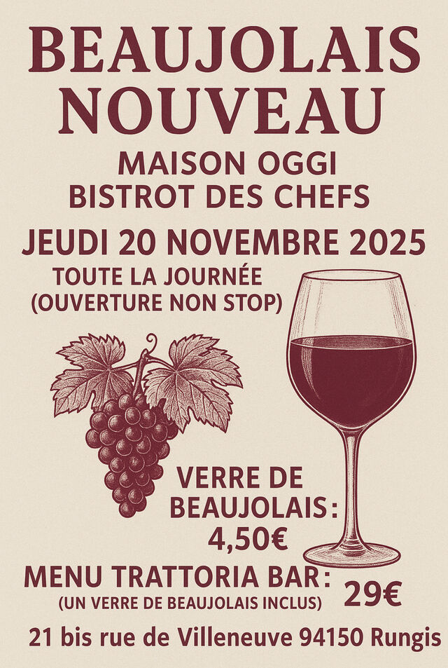 BEAUJOLAIS NOUVEAU - JEUDI 20 NOVEMBRE