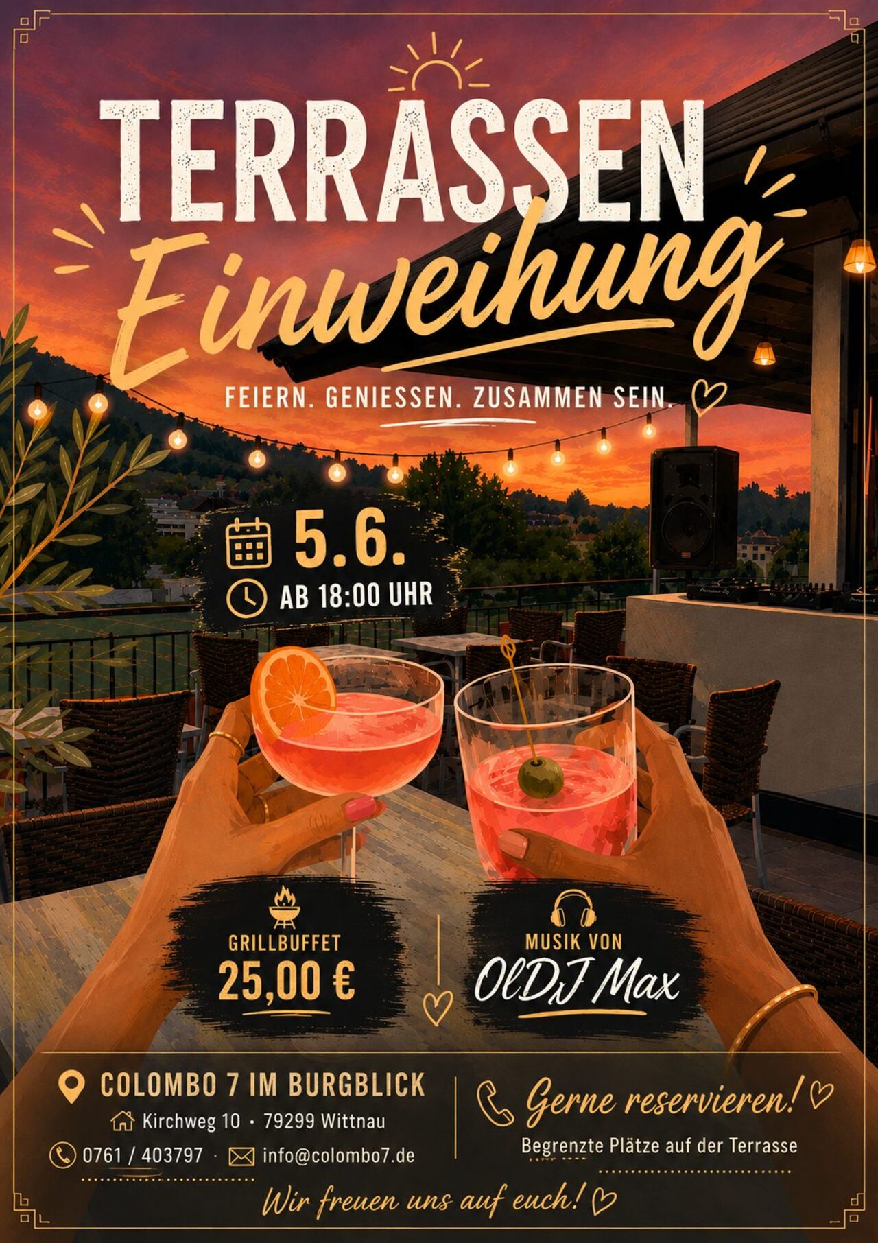 🌅 TERRASSENEINWEIHUNG im Colombo 7 im Burgblick 🌅