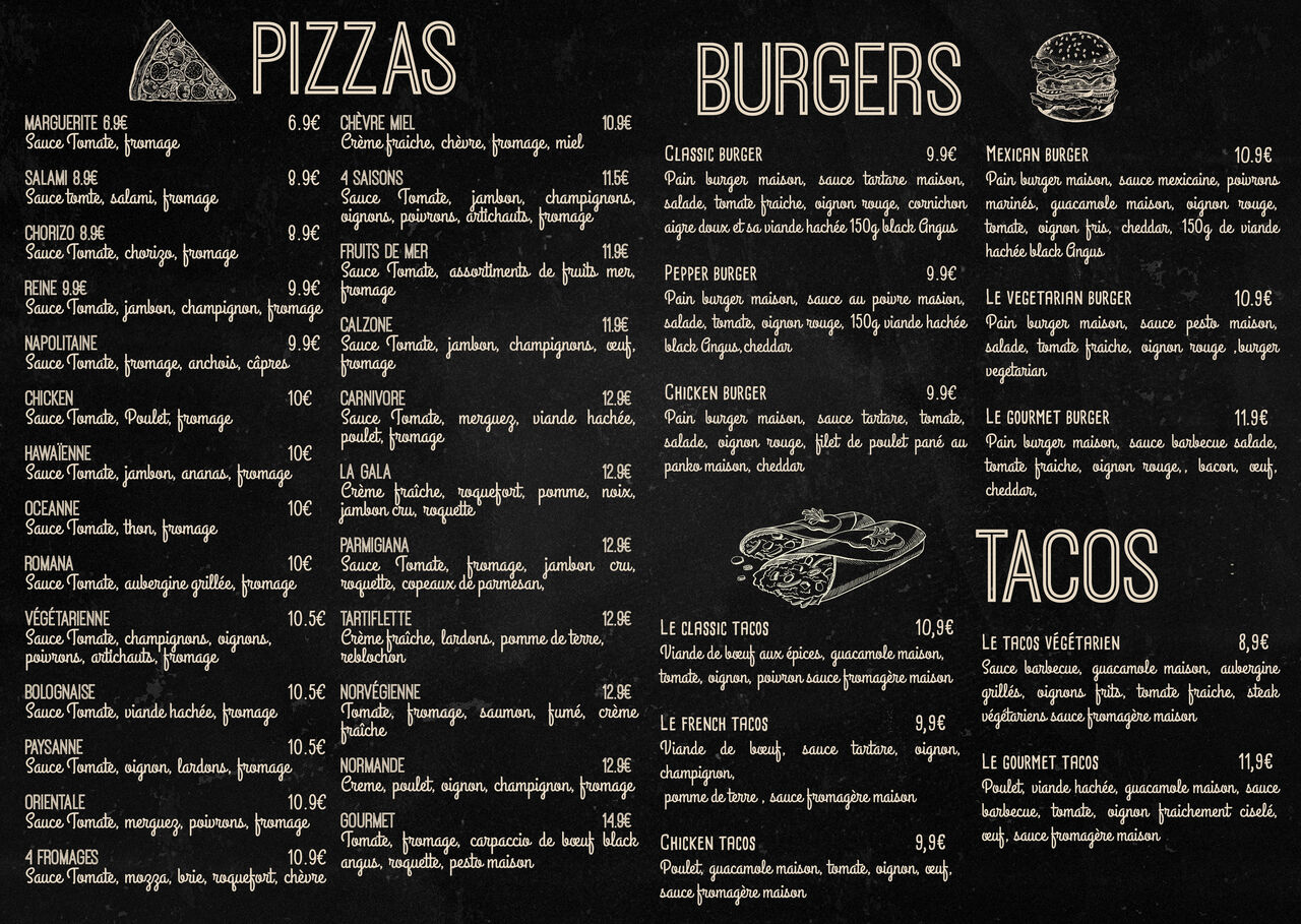 Menu à emporter