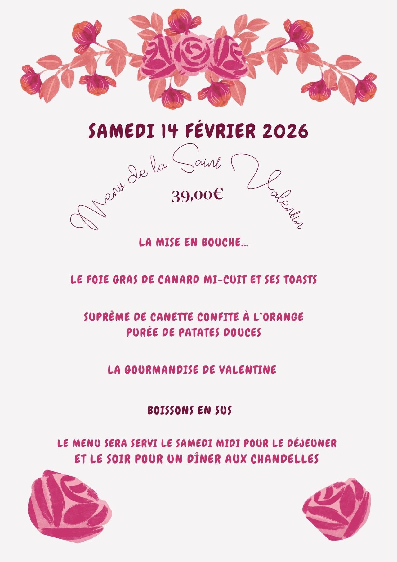 Menu de la Saint Valentin