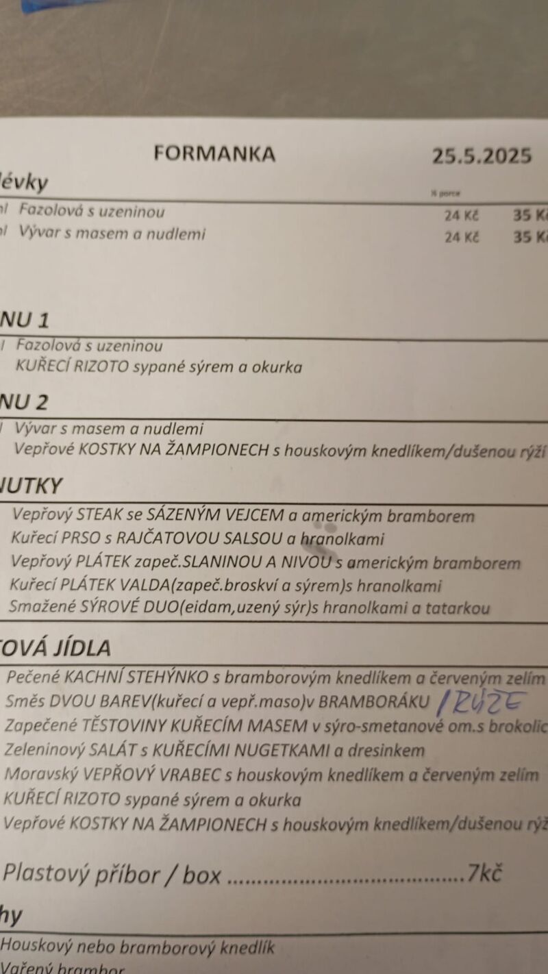 Jídelní lístek
