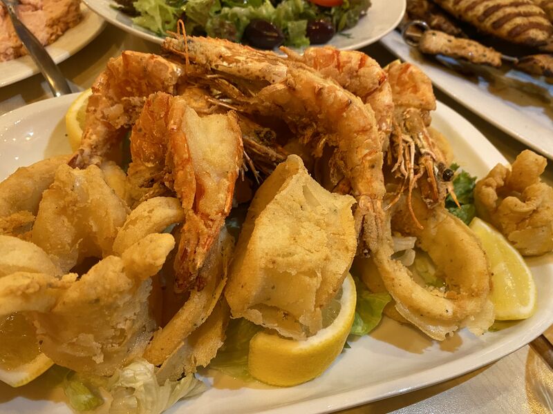 Kalamari, Garnellen gebacken 