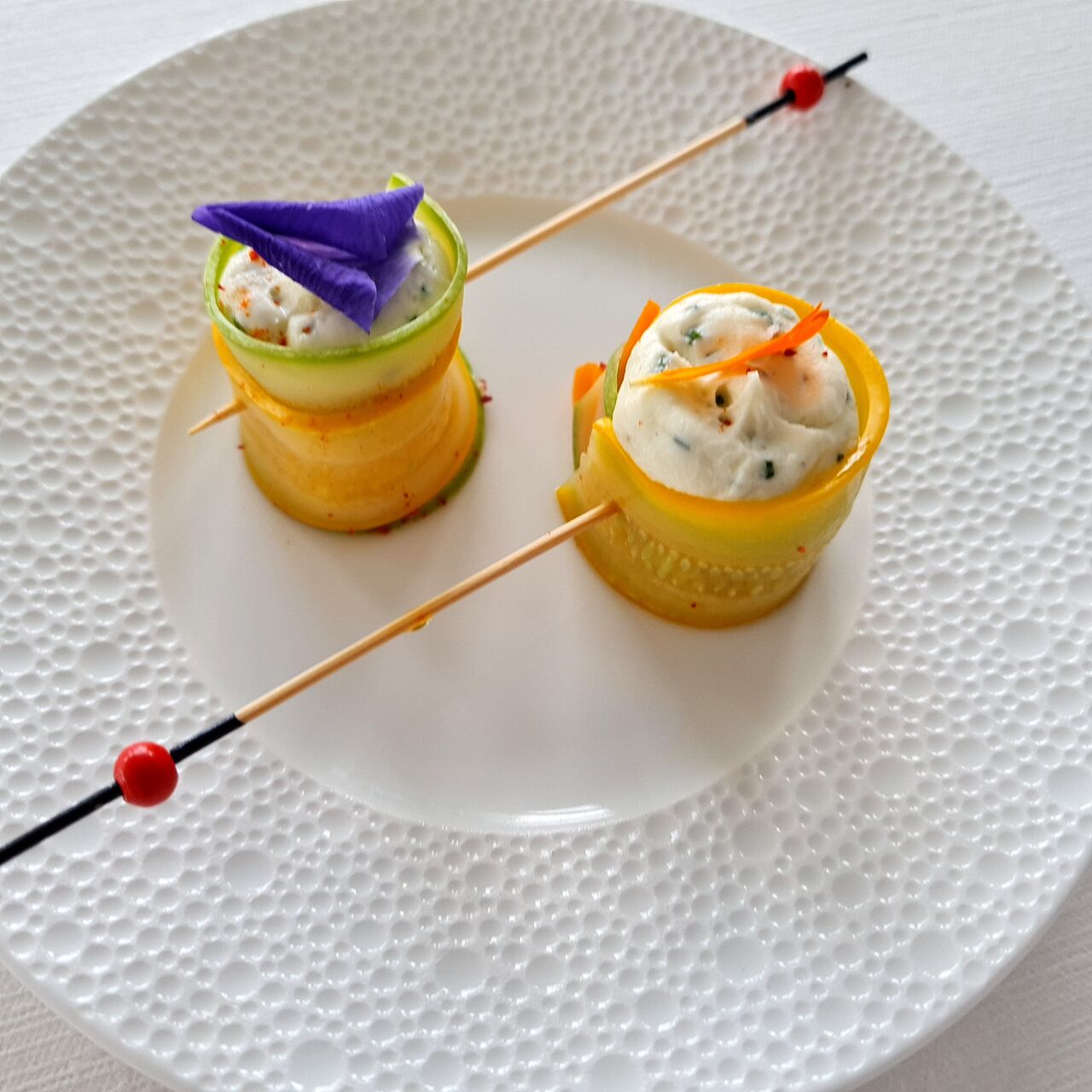 Mini cone de courgette au fromage frais exemple de pieces cocktail