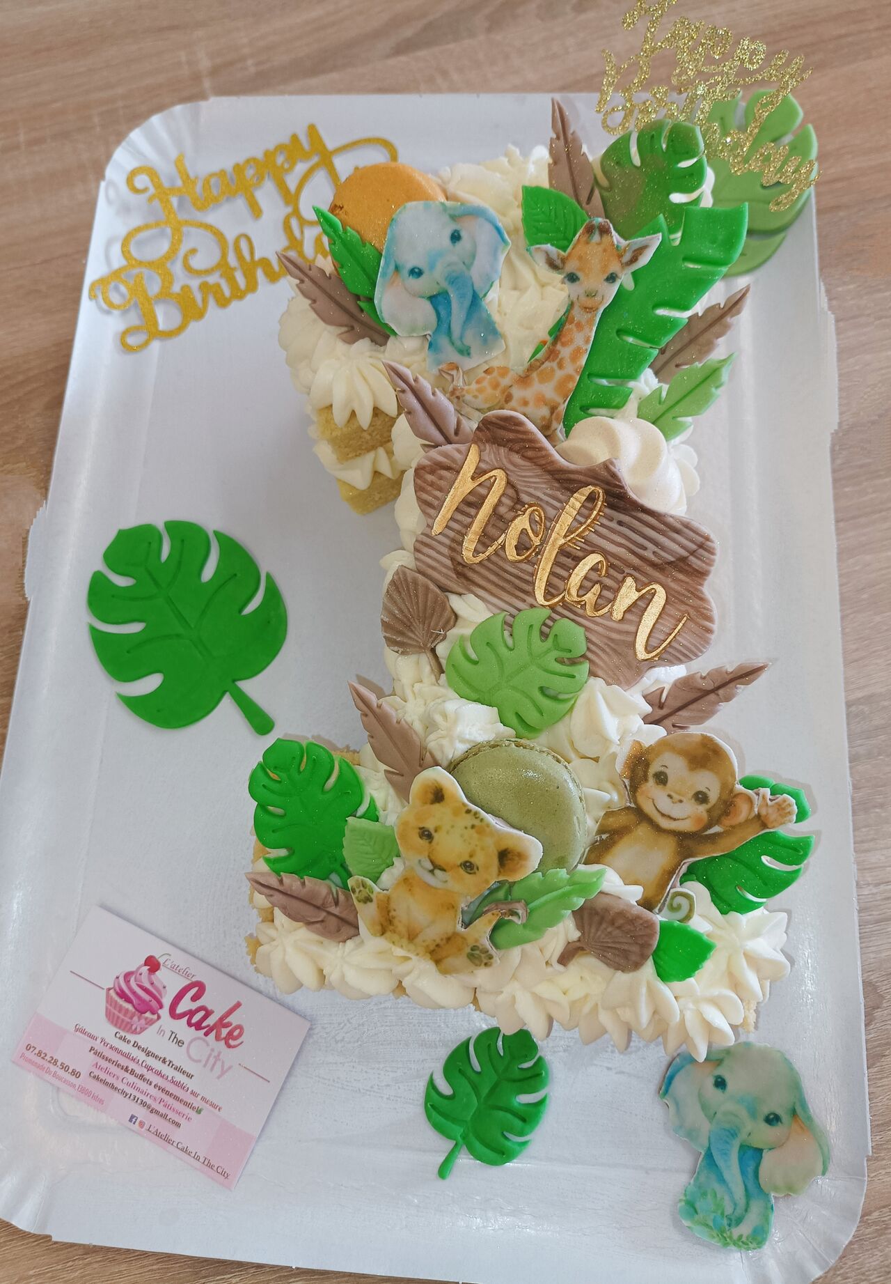 Gâteau chiffre thème Jungle 
