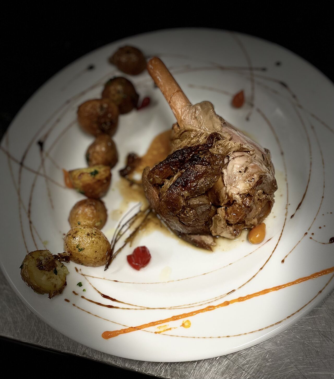 Souris d’agneau confite au thym et miel