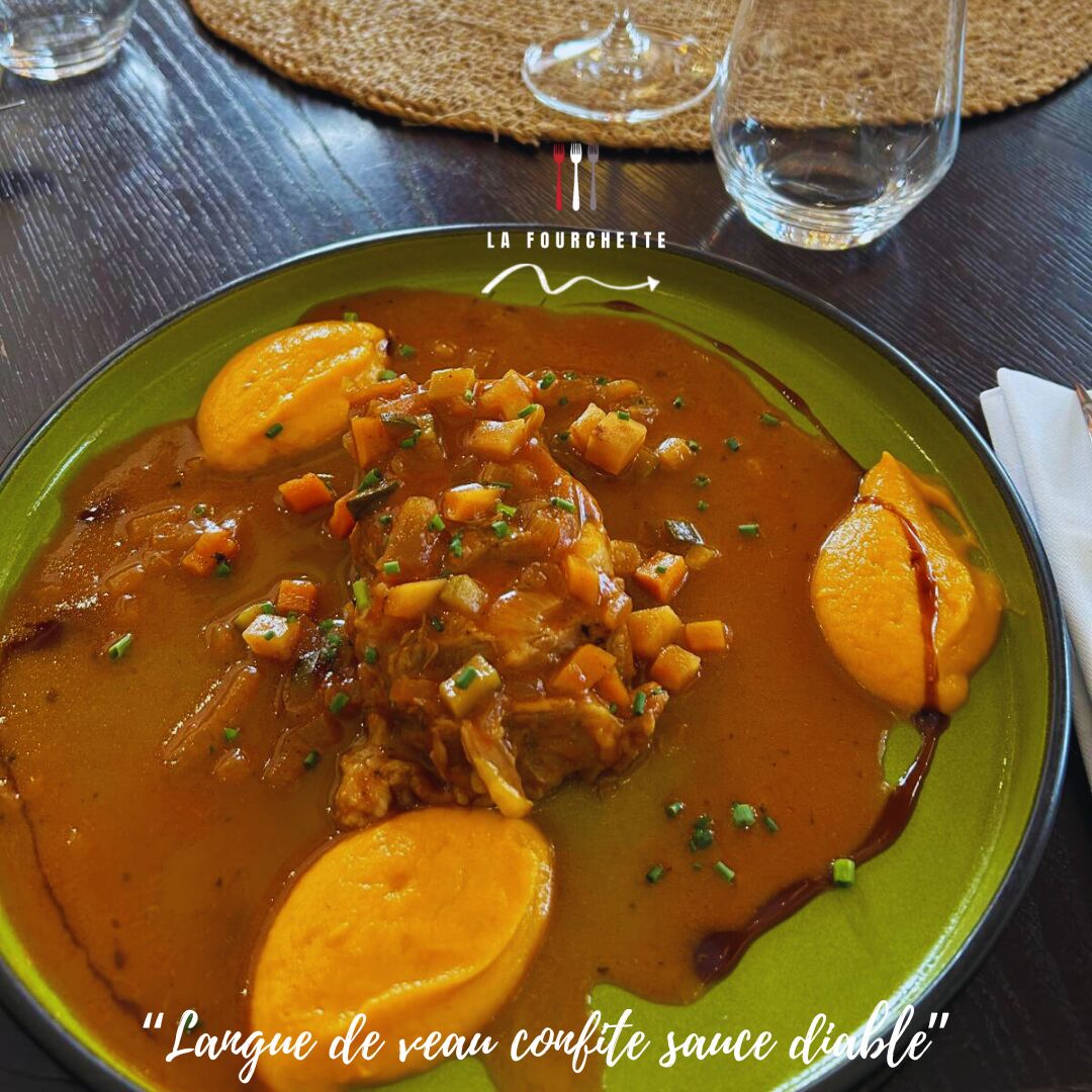 “Langue de veau confite sauce diable”