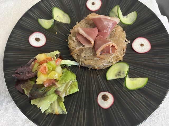 Train d’oignons et magret fumé 