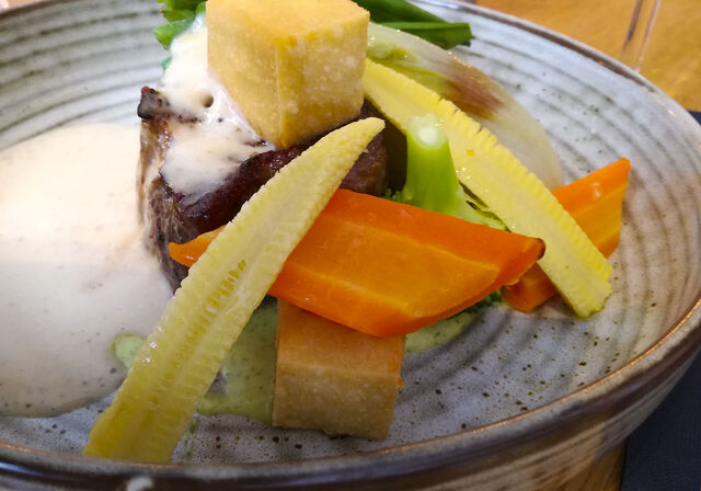 Filet de boeuf / maïs / légumes croquants 