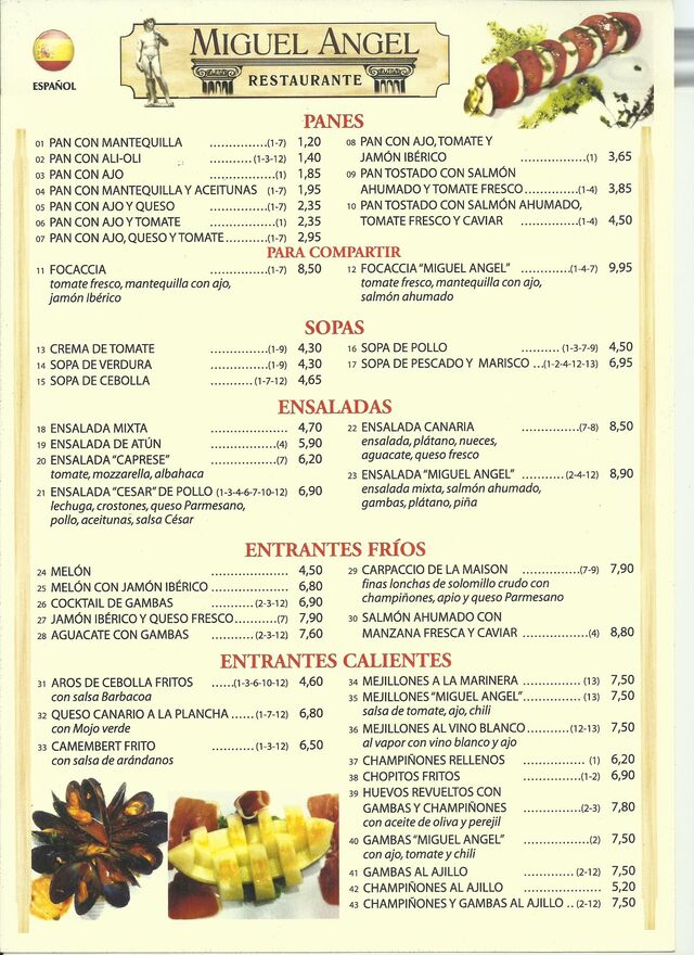 Menu Espanol 1