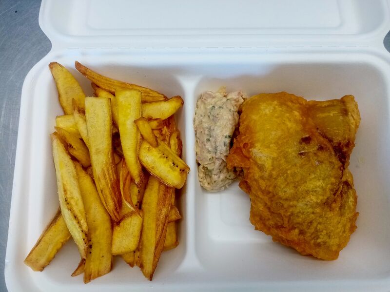 Fish ans banana (bananes plantains), sauce tartare chorizo