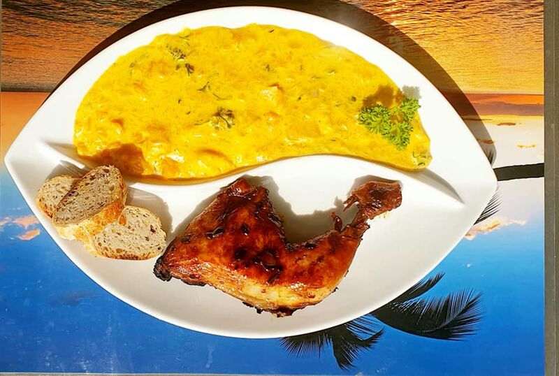 Gratin de potimaron, poulet mariné et rôti