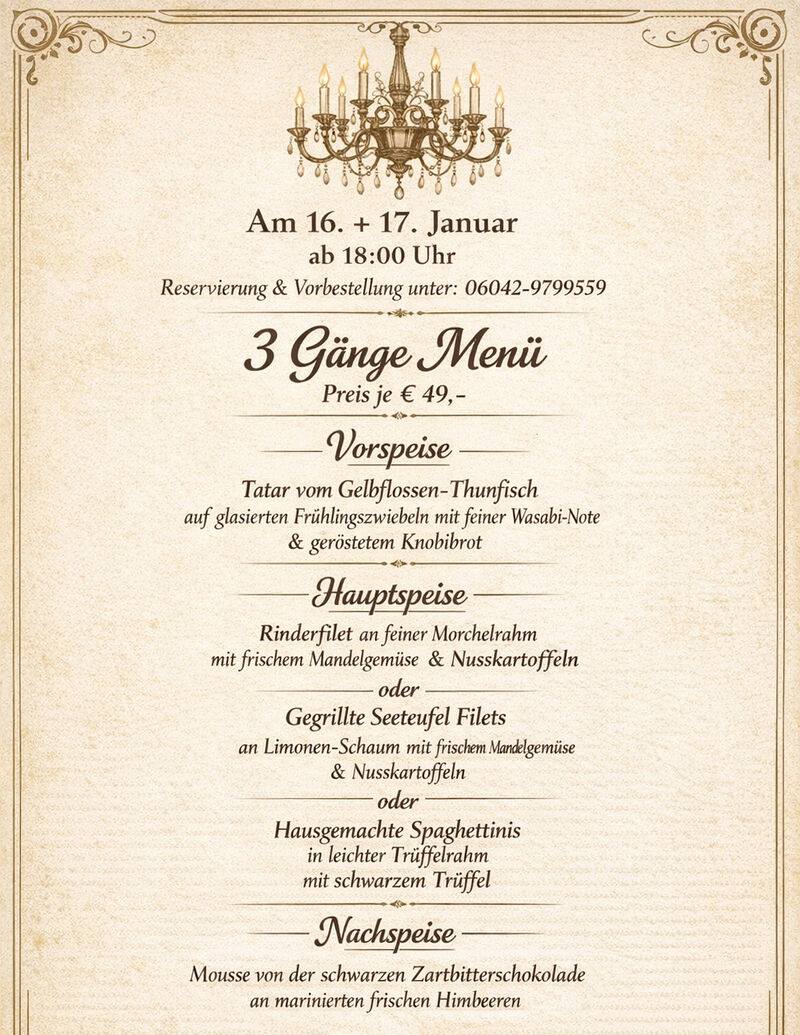 Abendkarte 16.01 & 17.01