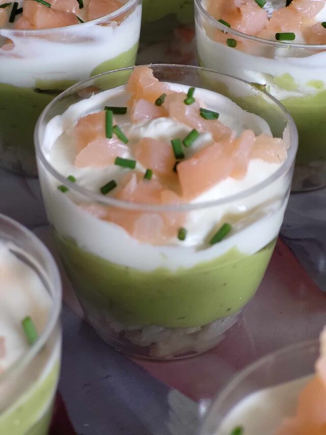 Verrines Saumon, Avocat, Surimi