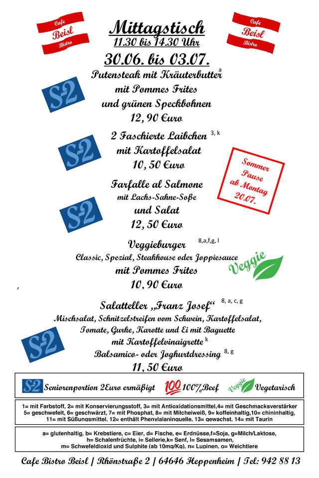 Mittagtisch 30.06.2025 bis 03.07.2025