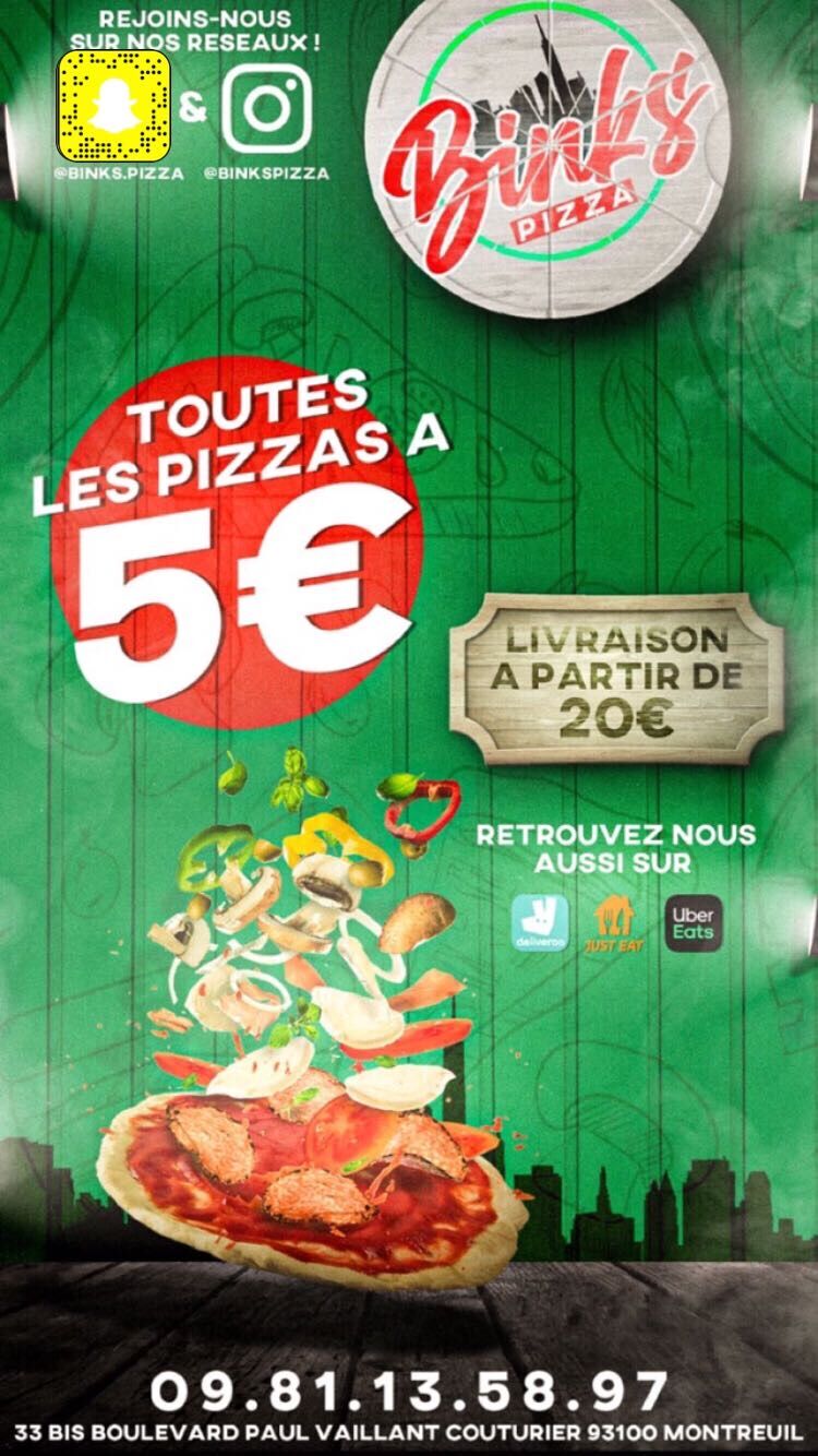 L'offre BINKS PIZZA