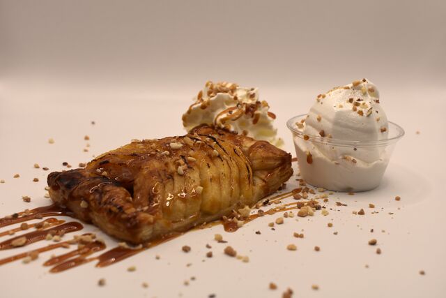 Tarte fine aux pommes, sundae, topping carame