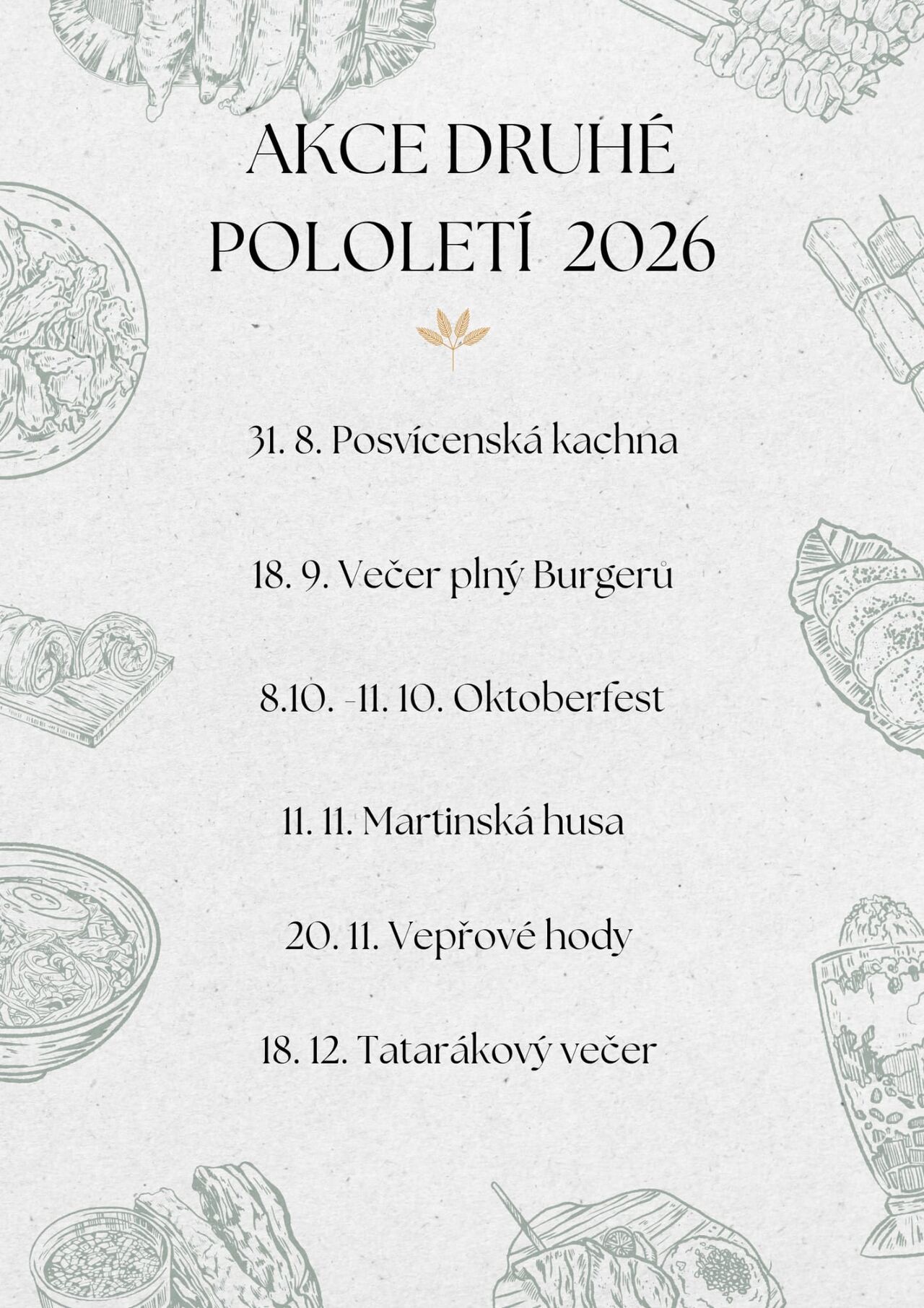 rozpis akcí na druhé pololetí