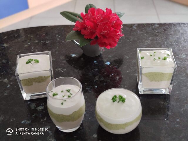 verrine fromage blanc et épinards