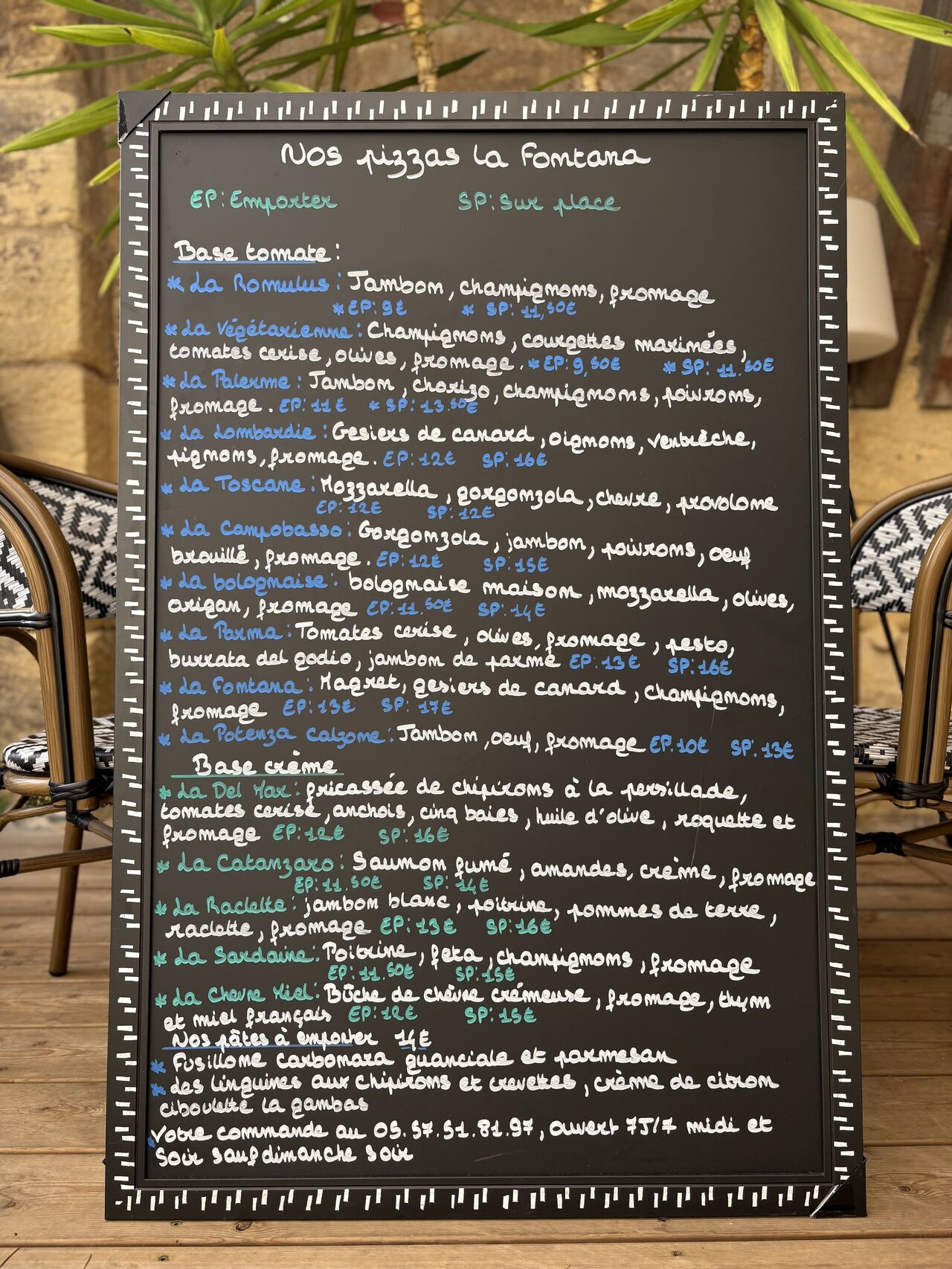 LES PIZZAS ET LES PATES A EMPORTER AU 0557518197