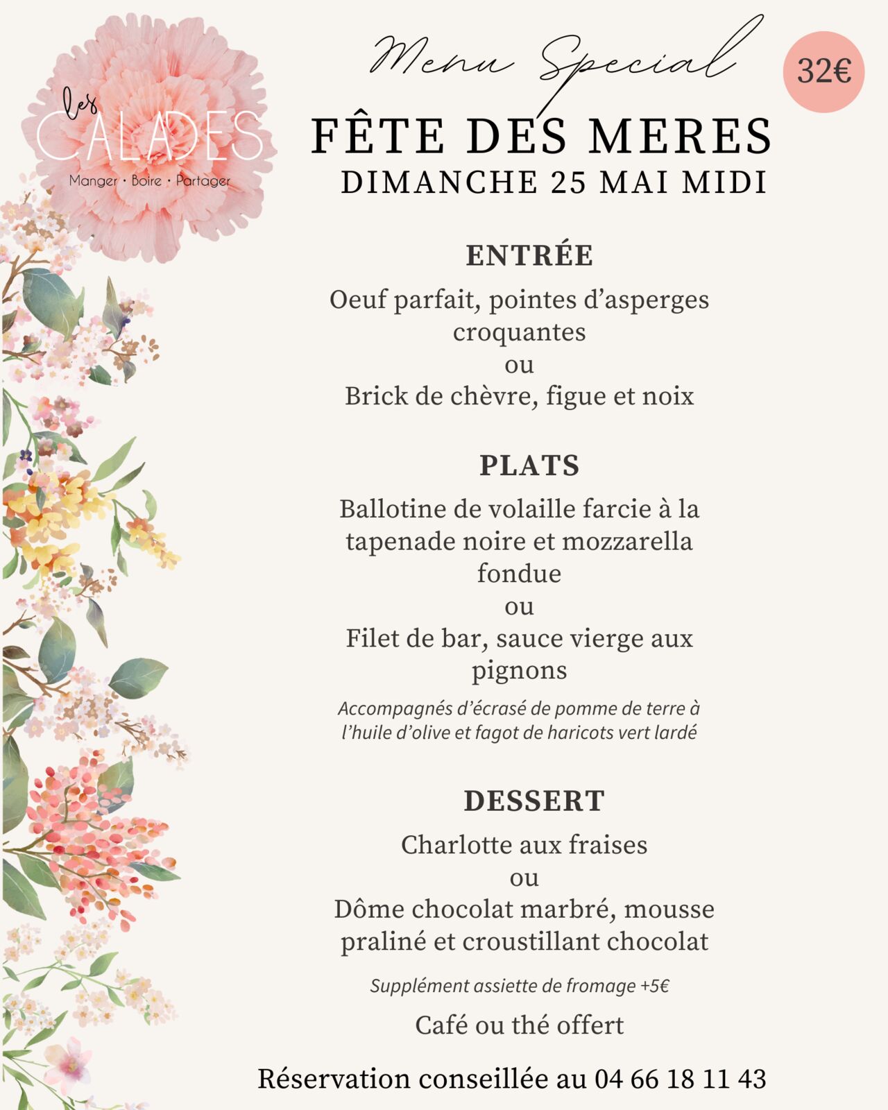 Dimanche 25 mai Fête des mères