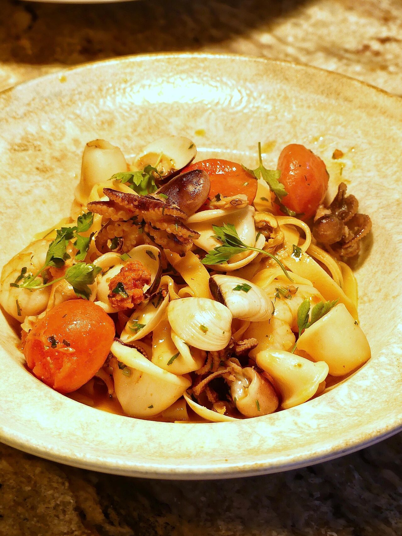 Artisanal pasta with seafood